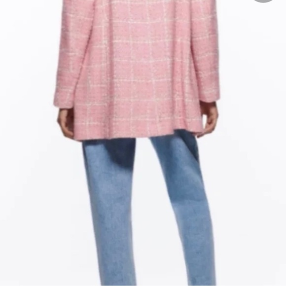 Zara pea coat NWT pink check coat Chanel Jackie Kennedy style NWT - Picture 7 of 7